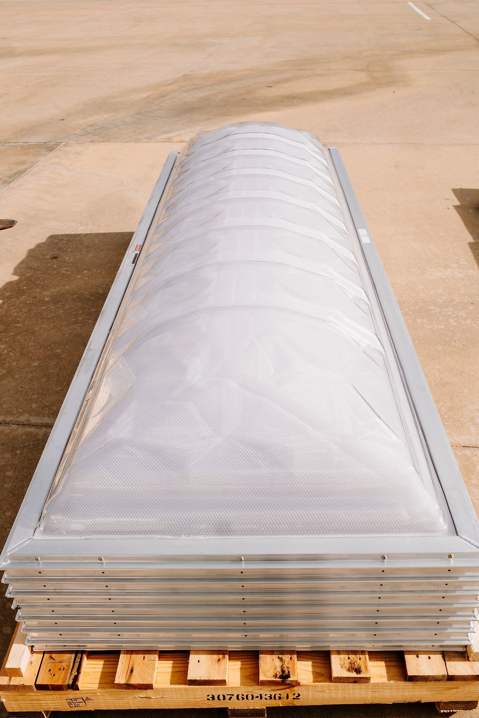 Close view of a clear impact-resistant skylight dome